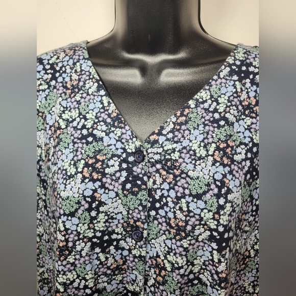 J. Jill Ditsy Floral Print Button Front Dress sz M 265031 - Picture 2 of 12